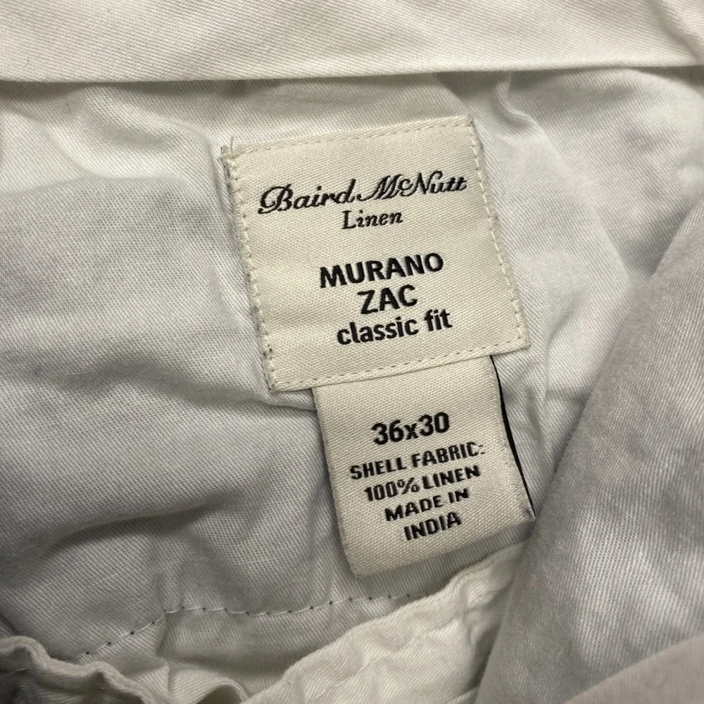 Murano Zac Linen Pants Mens 36x30 Blue Baird McNutt Classic Fit Summer Trousers